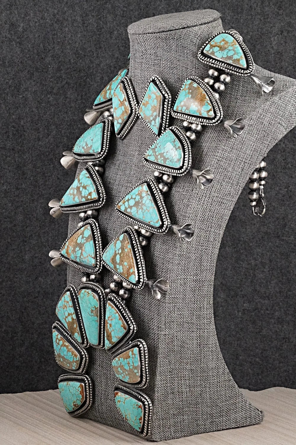 Turquoise & Sterling Silver Squash Blossom Set - Paul Livingston