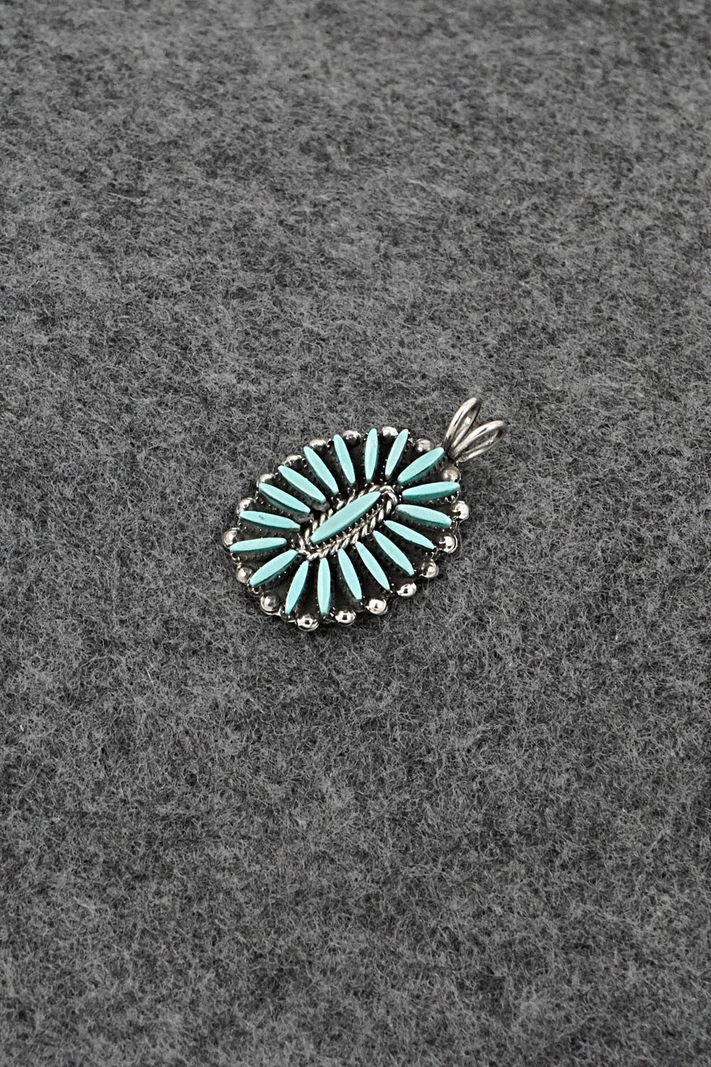 Turquoise & Sterling Silver Pendant - Fritzon Owaleon
