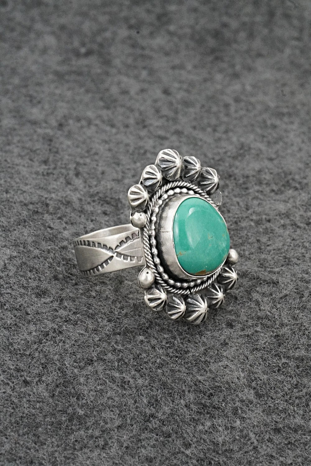 Turquoise & Sterling Silver Ring - Cordell Platero - Size Adjustable