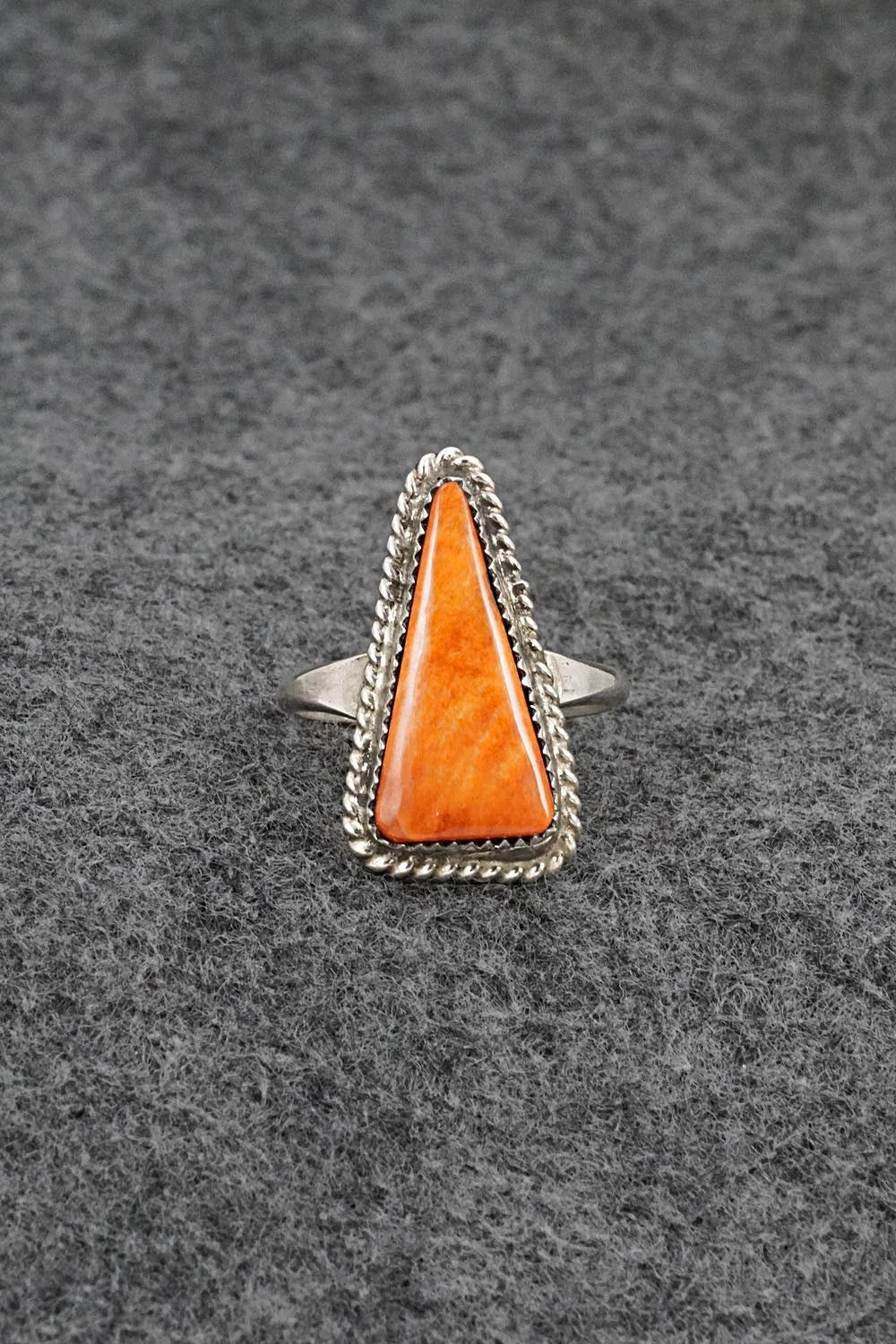 Spiny Oyster & Sterling Silver Ring - Darius Arviso - Size 8.25