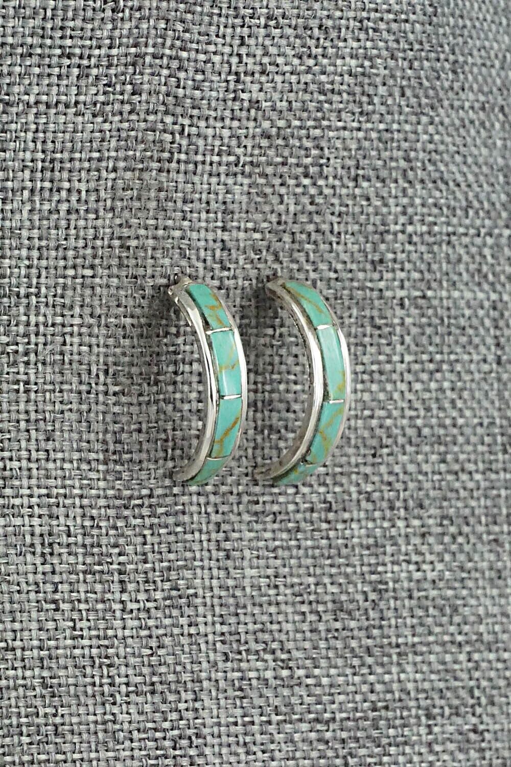 Turquoise & Sterling Silver Hoop Earrings - Alton Tom