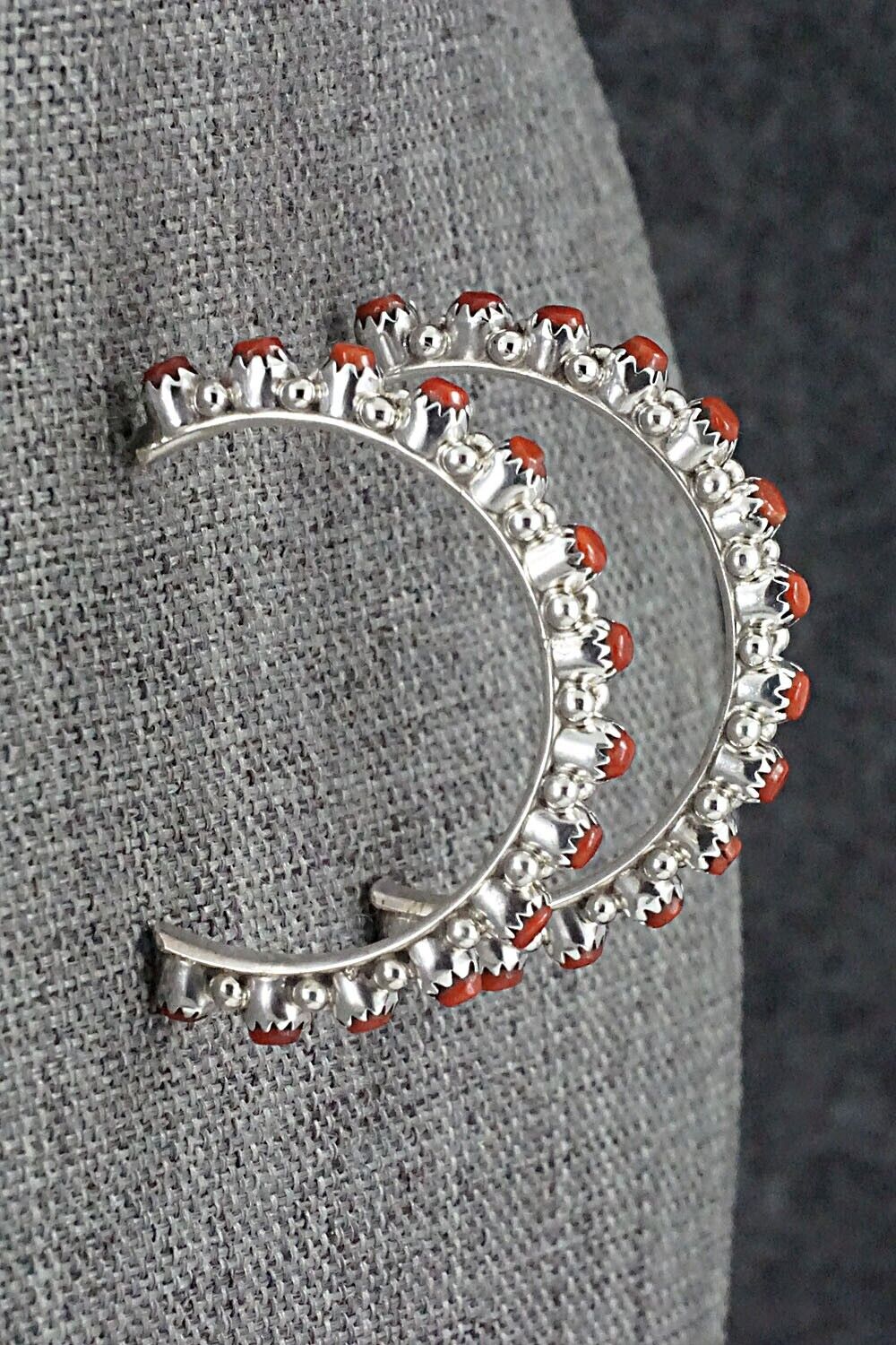 Coral & Sterling Silver Earrings - Murray Hannaweeka