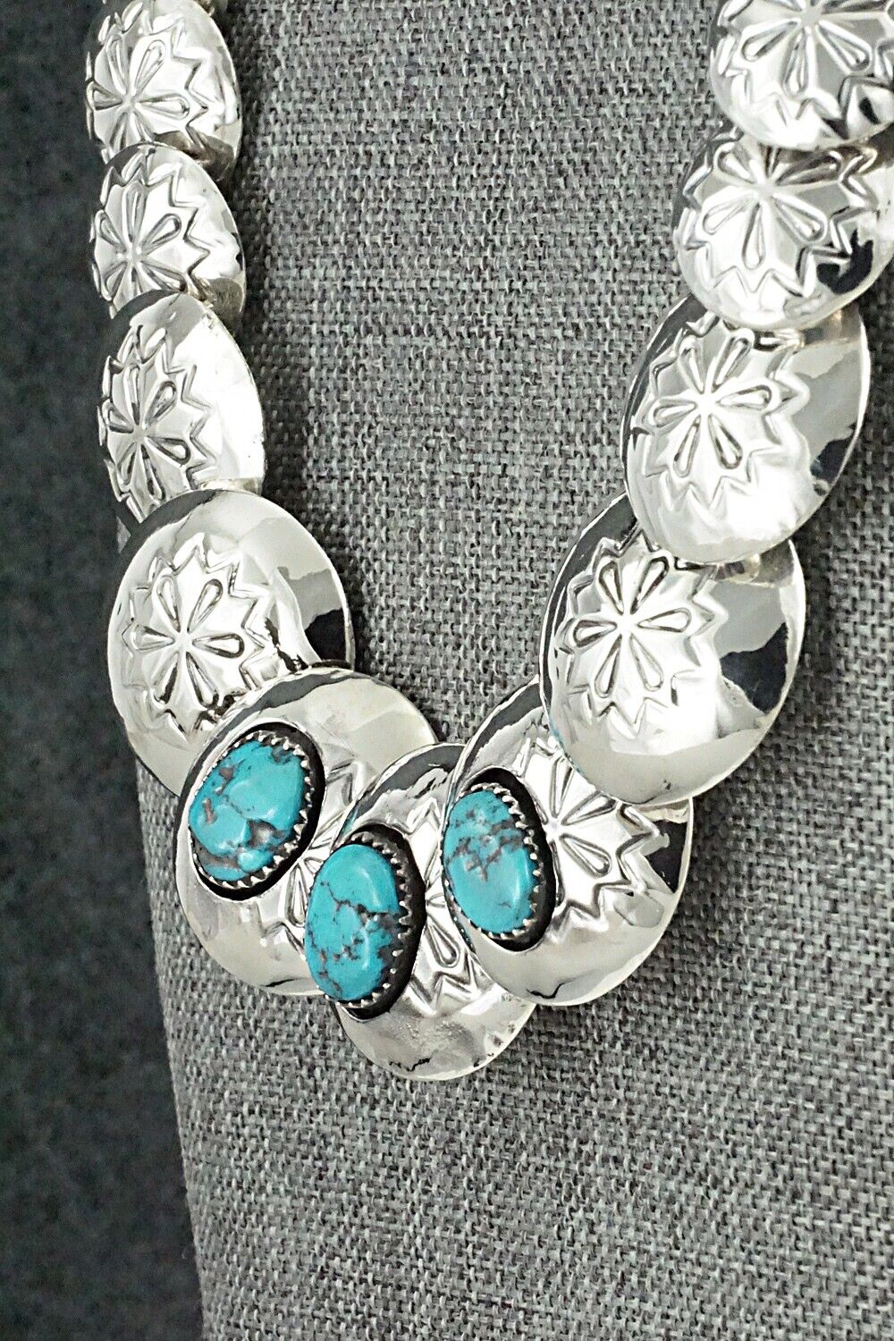 Turquoise & Sterling Silver Necklace and Earrings Set - Tim Thompson