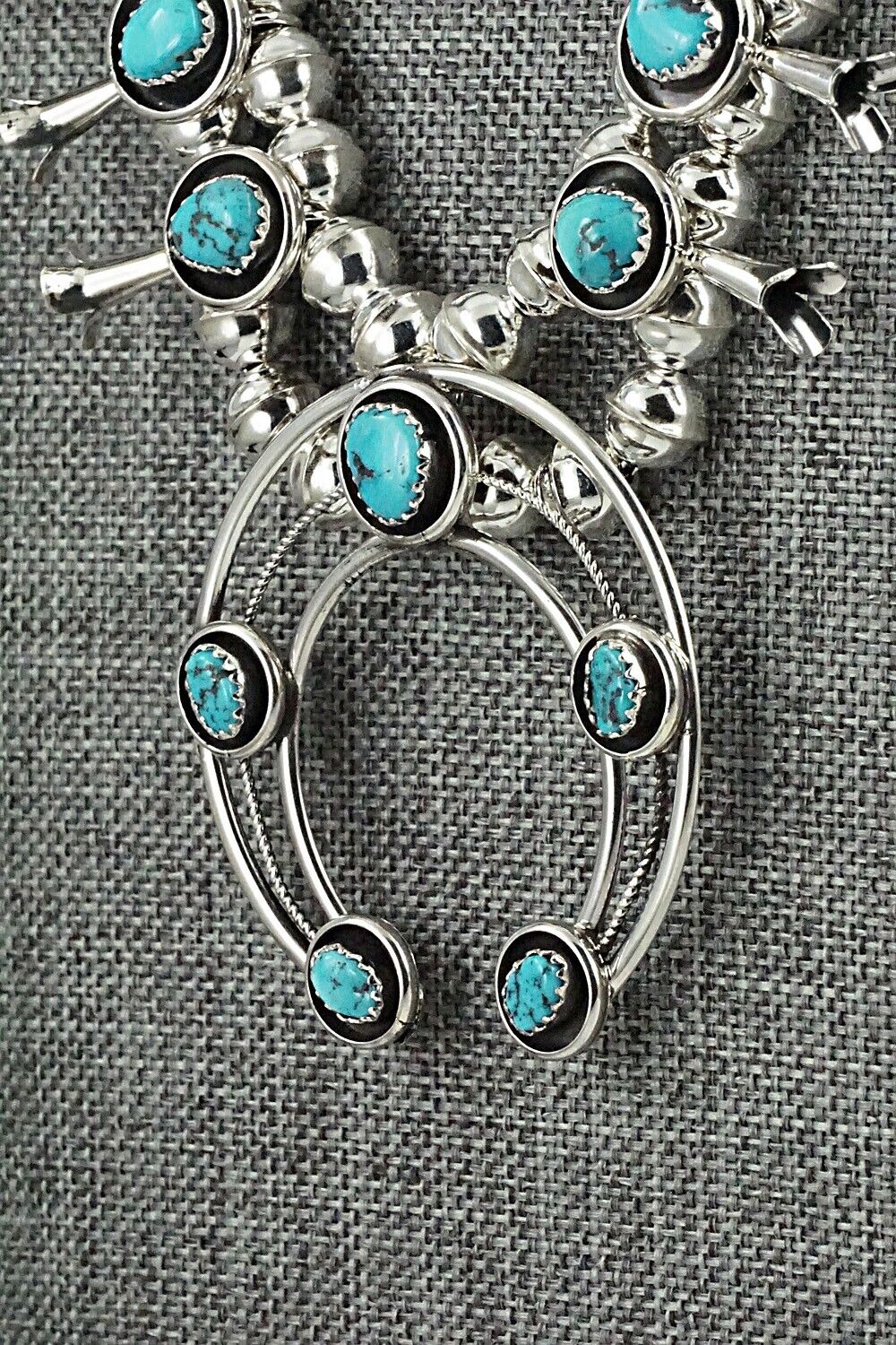 Turquoise & Sterling Silver Squash Blossom Set - Phil Garcia