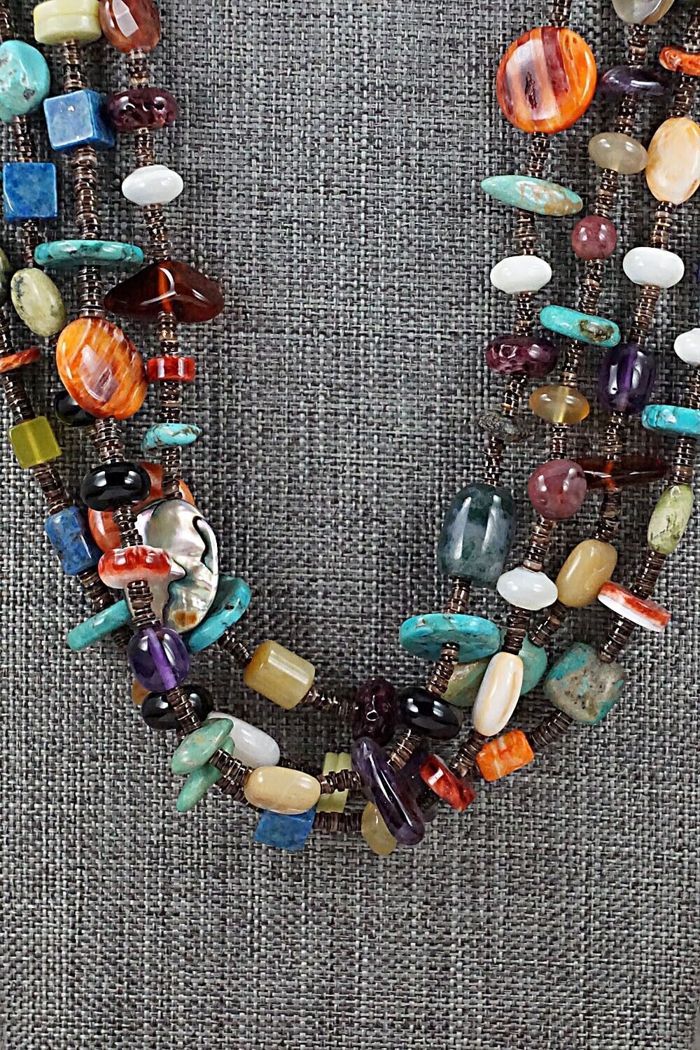 Multi Stone and Sterling Silver Necklace - Helen Tsosie