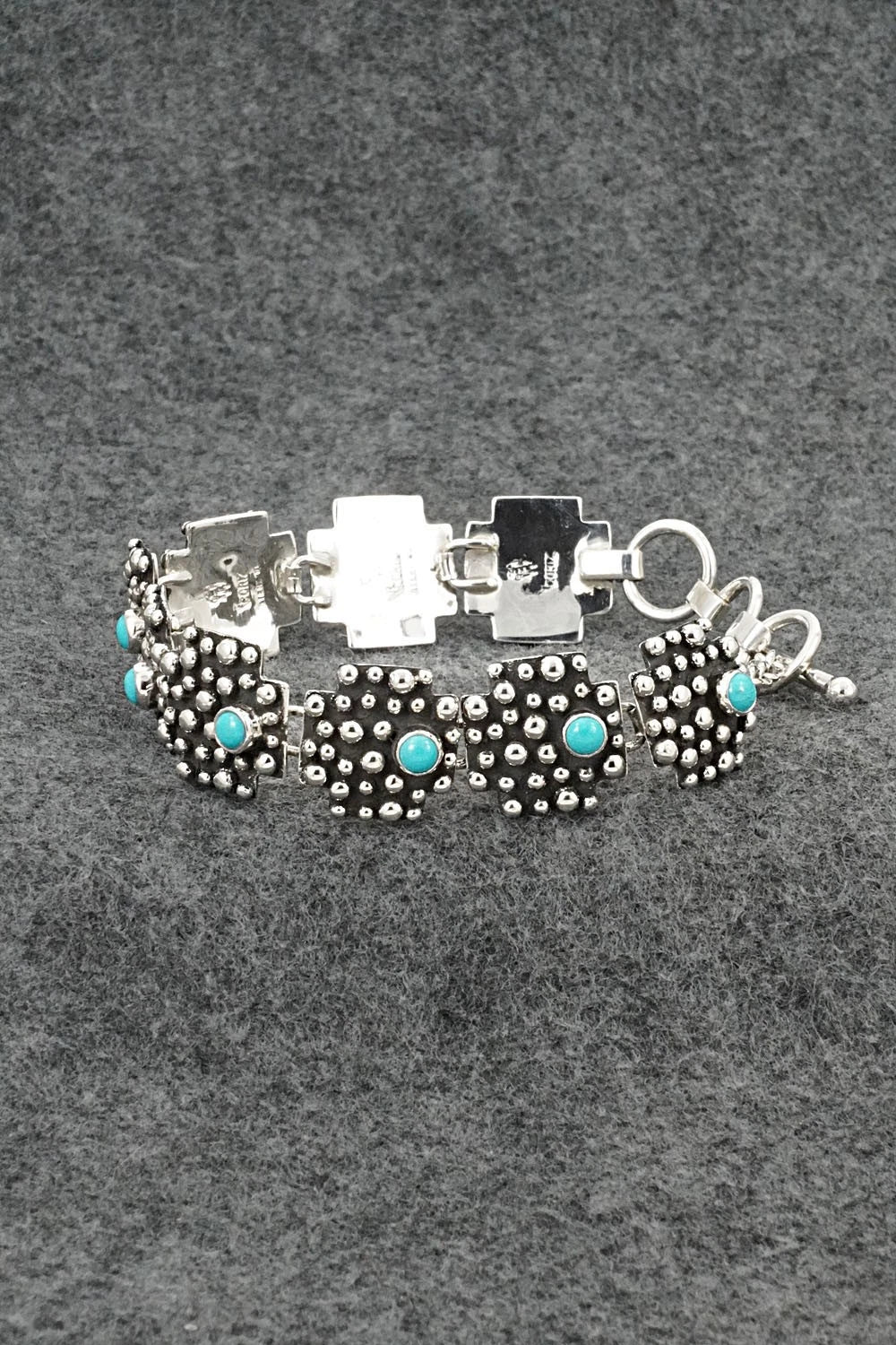 Turquoise & Sterling Silver Link Bracelet - Raymond Coriz