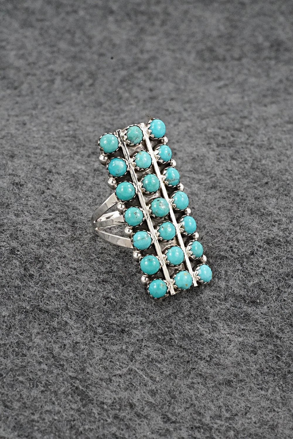 Turquoise & Sterling Silver Ring - Kenny Lonjose - Size 6.75