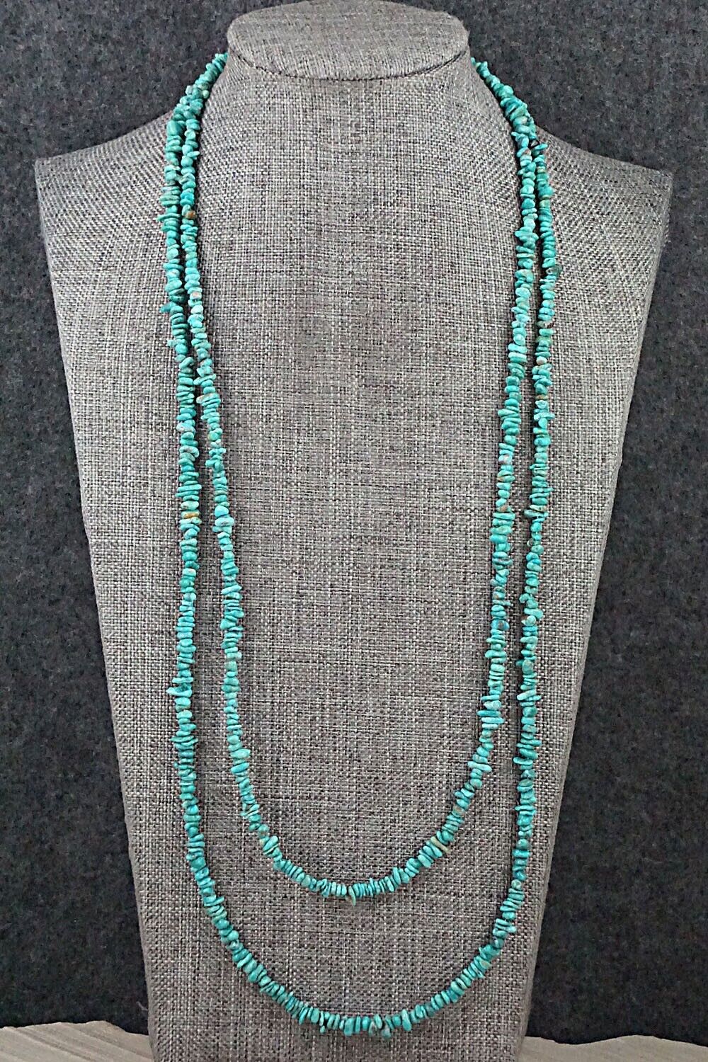 Turquoise & Sterling Silver Necklace 49" - Doreen Jake