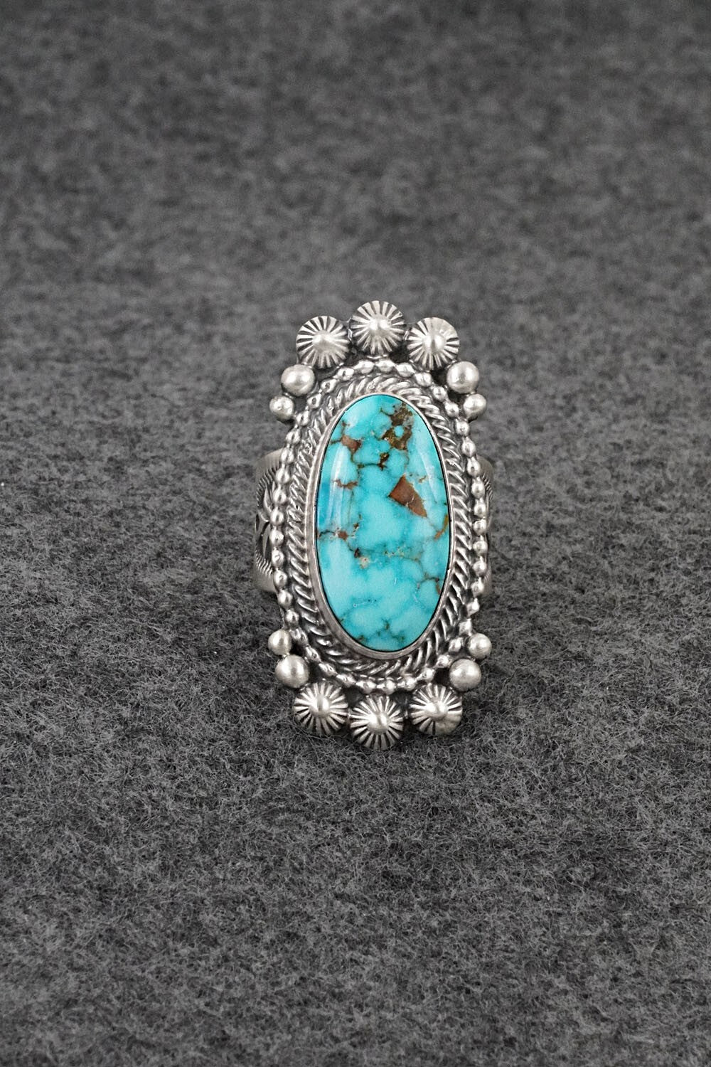 Turquoise & Sterling Silver Ring - Tom Lewis - Size 8
