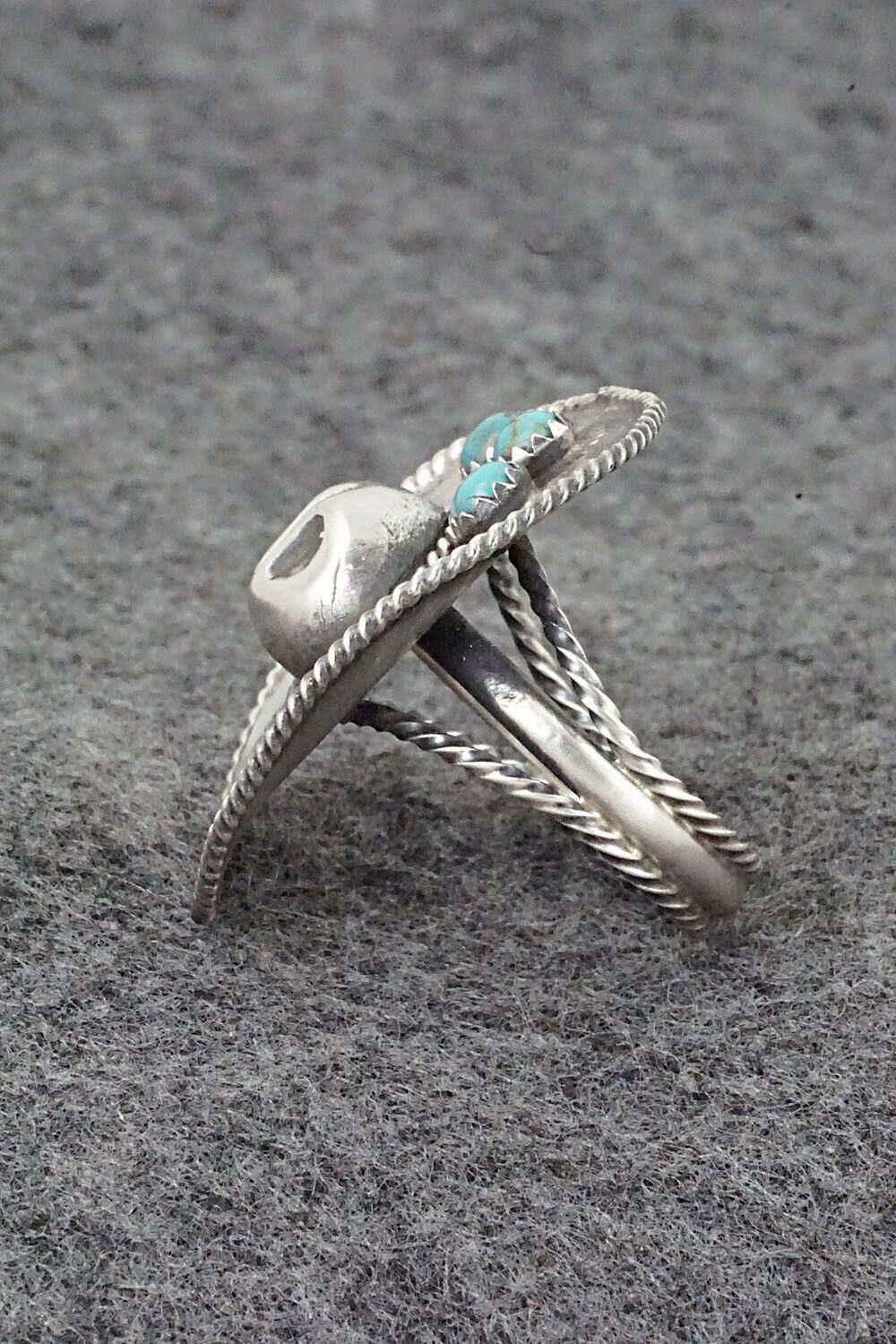 Turquoise & Sterling Silver Ring - Bobby Platero - Size 7.5