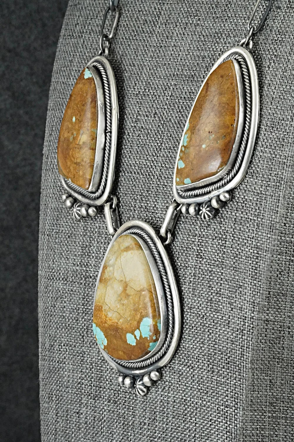 Turquoise & Sterling Silver Necklace and Earrings Set - Paul Livingston