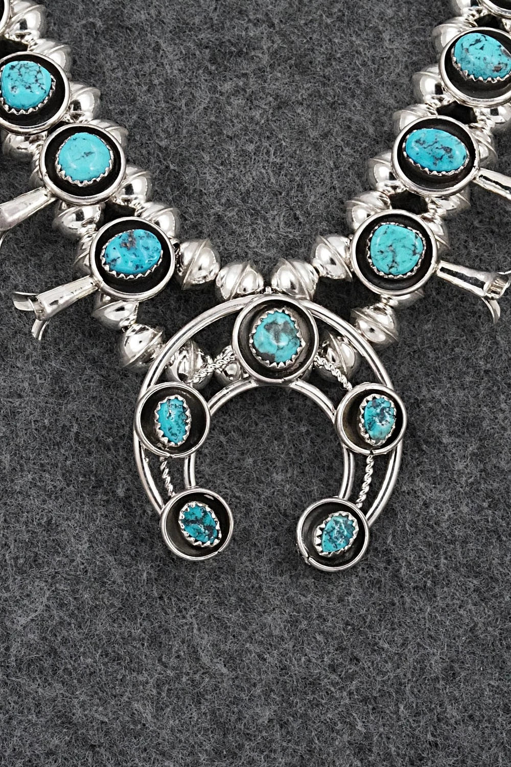 Turquoise & Sterling Silver Squash Blossom Set - Phil Garcia