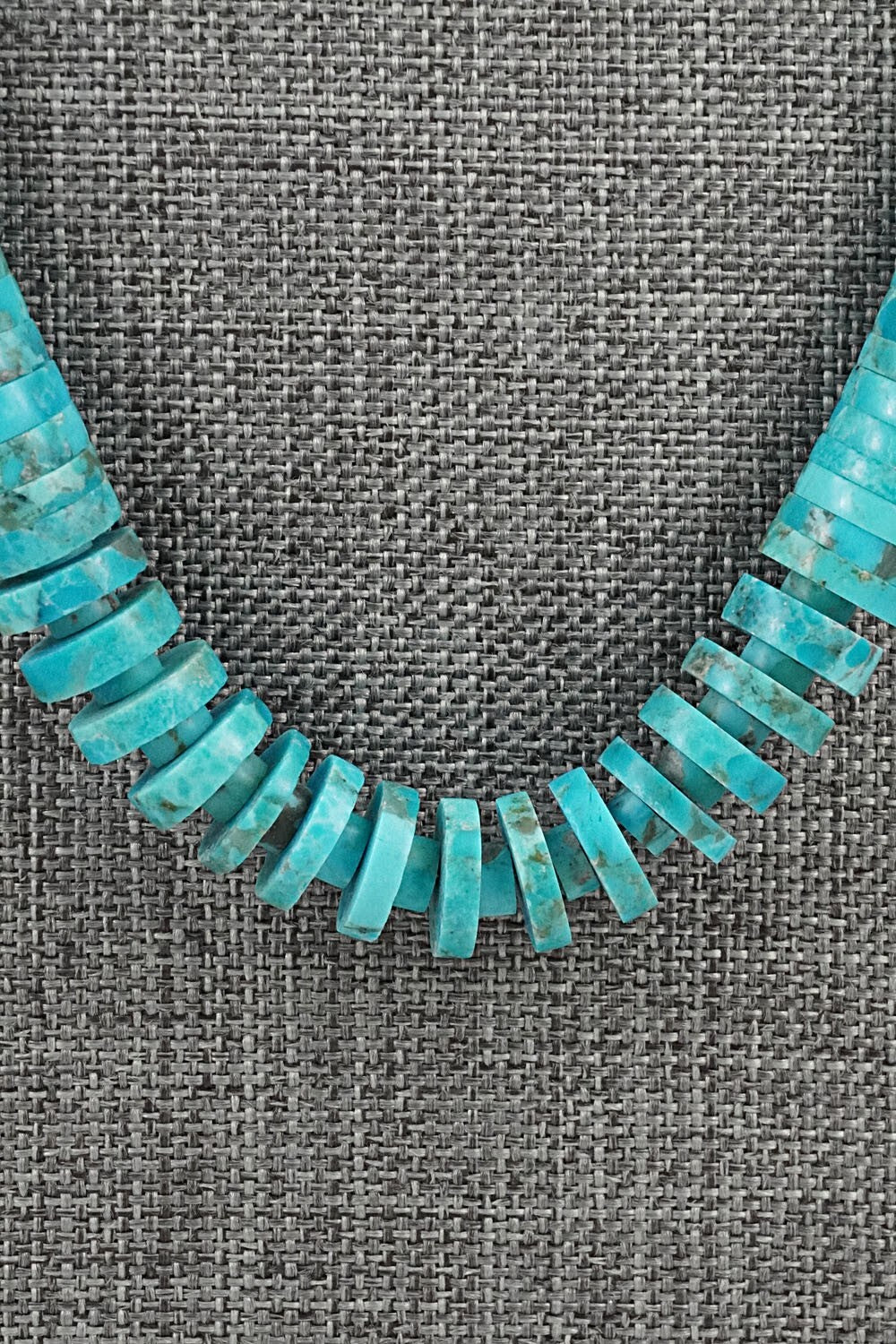 Turquoise & Sterling Silver Necklace 28" - Lupe Lovato