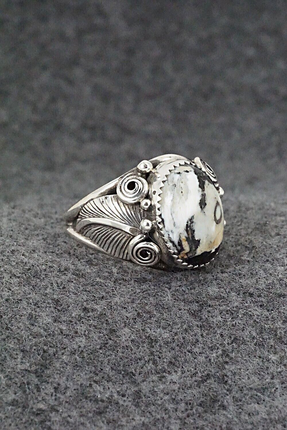 White Buffalo & Sterling Silver Ring - Davey Morgan - Size 13.5