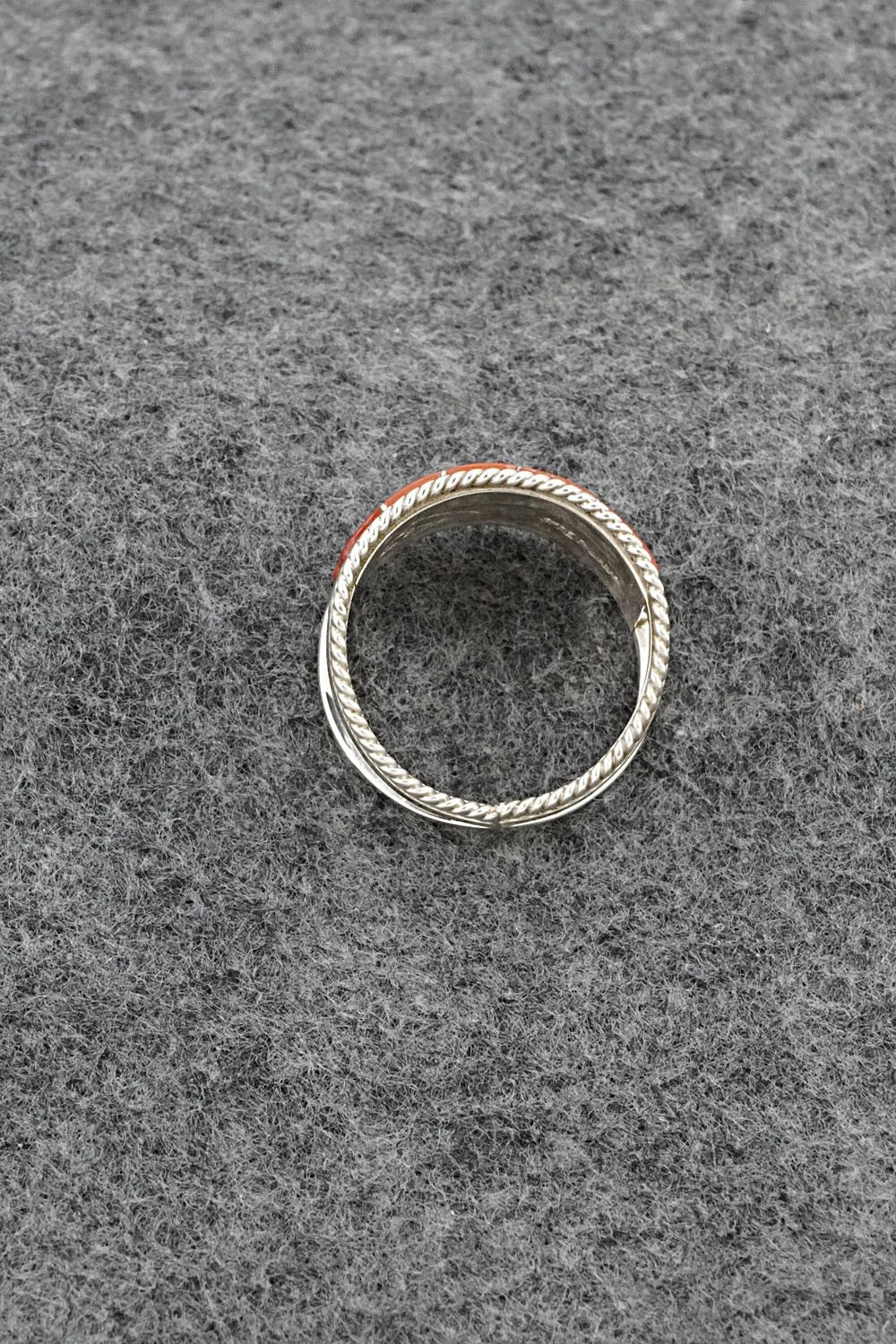 Coral and Sterling Silver Ring - Bruce Johnson - Size 9.5