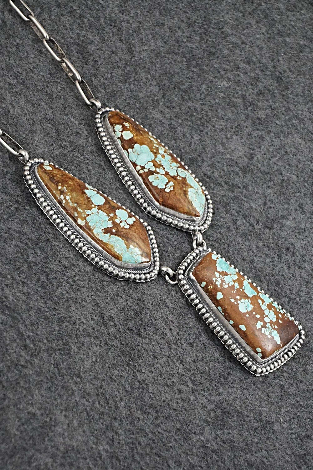 Turquoise & Sterling Silver Necklace and Earrings Set - Darrin Livingston