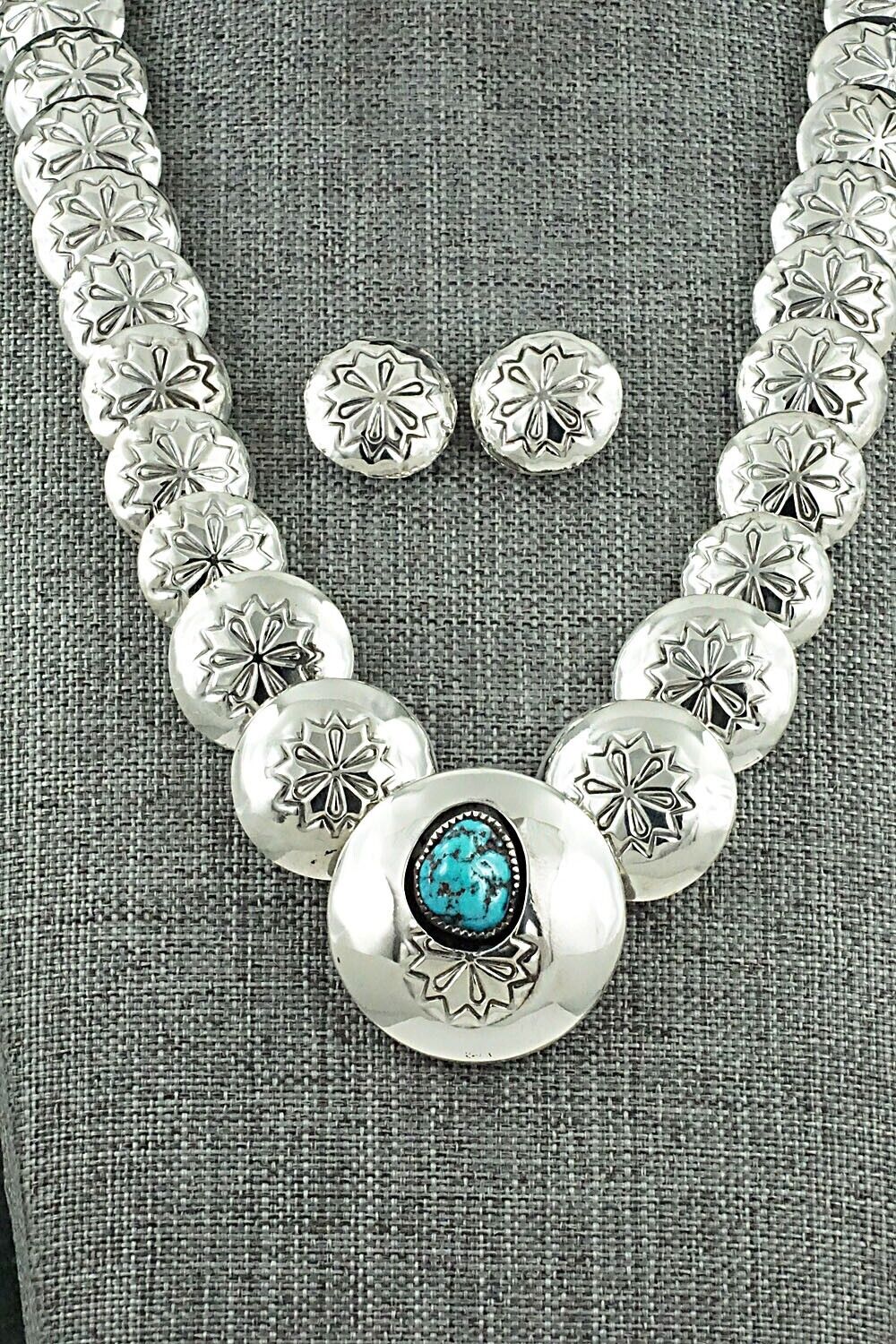 Turquoise & Sterling Silver Necklace and Earrings Set - Tim Thompson