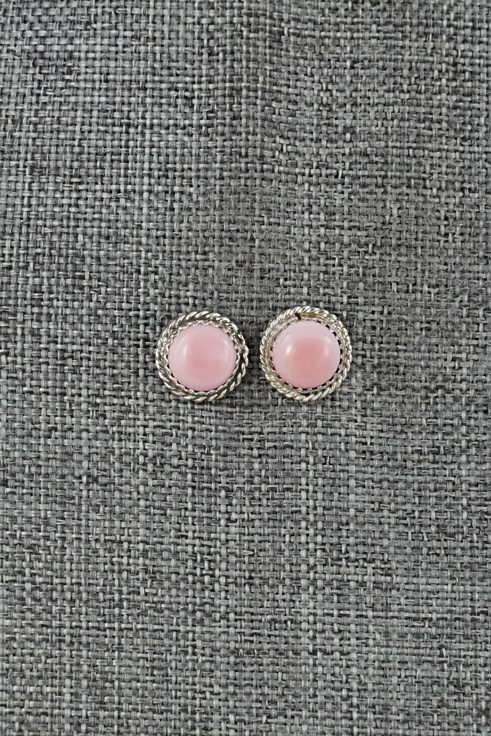 Pink Conch & Sterling Silver Earrings - Esther White