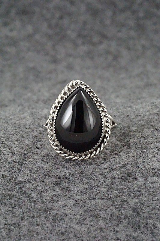 Onyx & Sterling Silver Ring - Arlene Lewis - Size 7.5