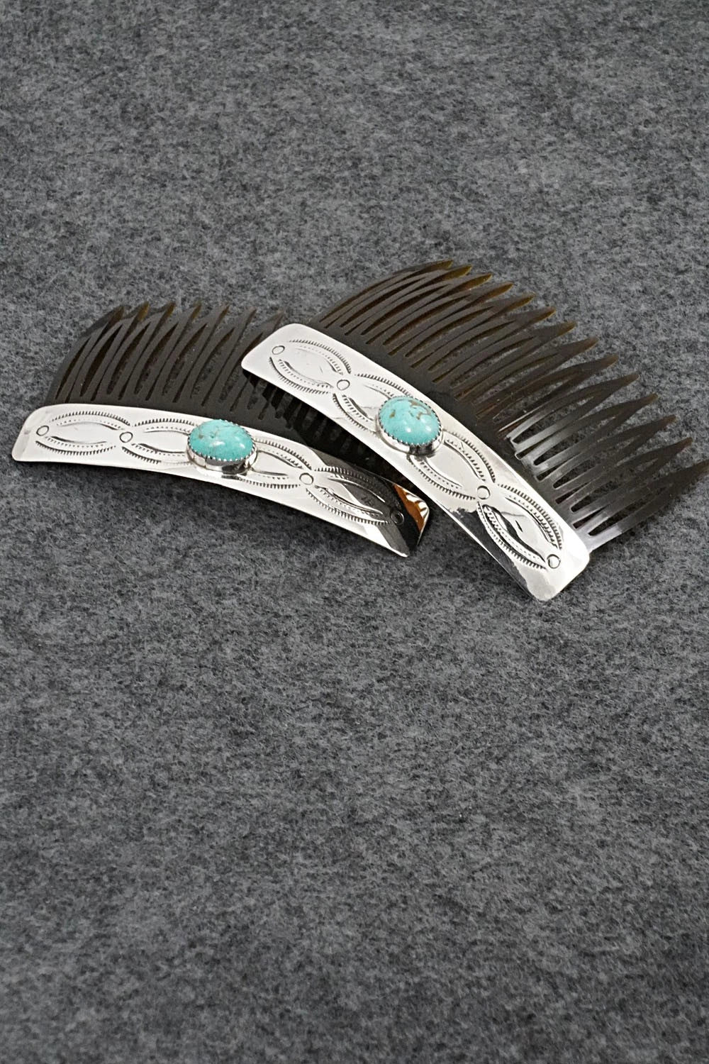 Turquoise & Sterling Silver Hair Combs - Jolene Begay
