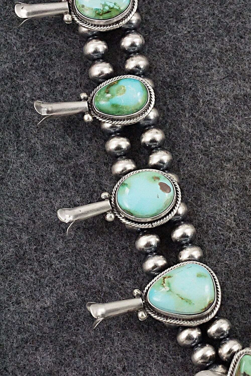 Turquoise & Sterling Silver Squash Blossom Necklace - Tom Lewis