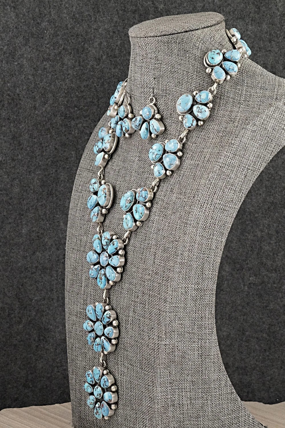 Turquoise & Sterling Silver Necklace and Earrings Set - Paul Livingston