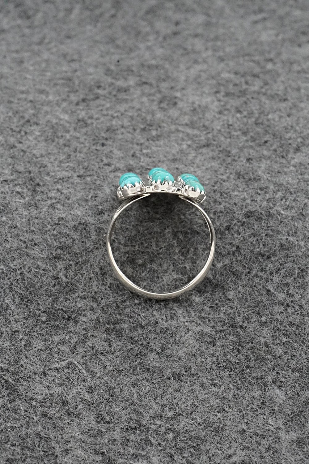 Turquoise & Sterling Silver Ring - Kenny Lonjose - Size 7.75
