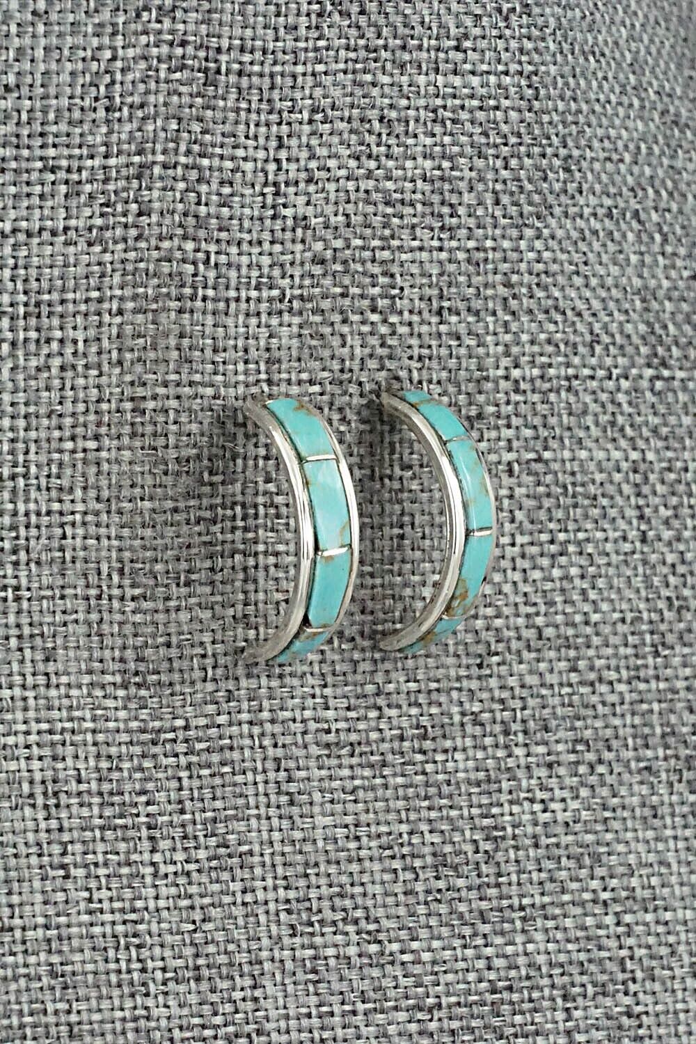 Turquoise & Sterling Silver Hoop Earrings - Alton Tom