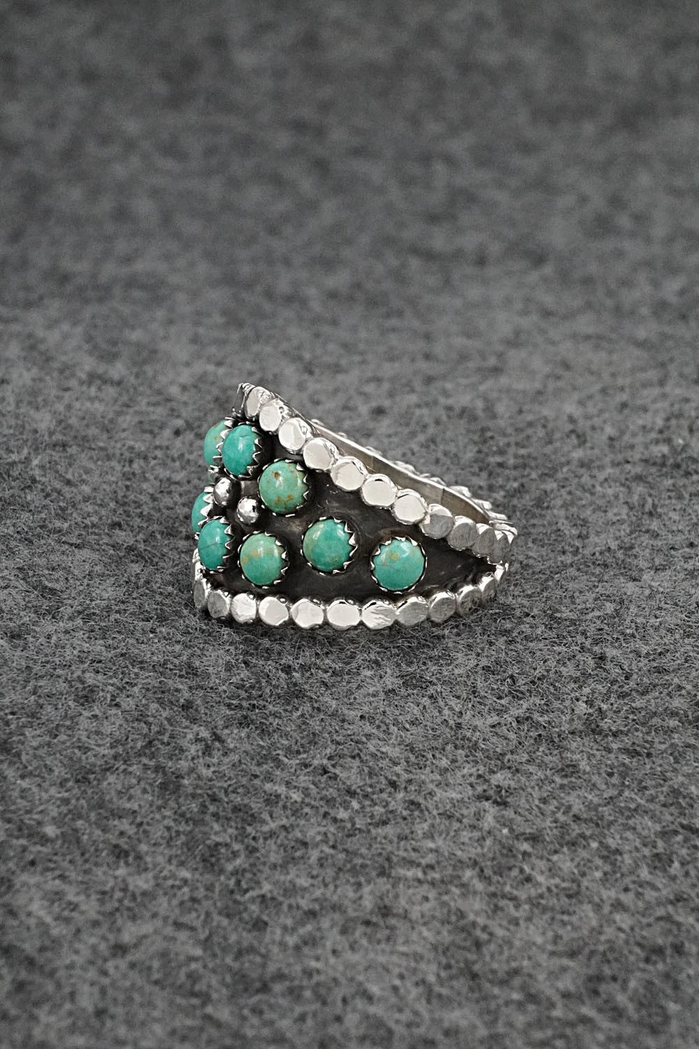Turquoise & Sterling Silver Ring - Kenny Lonjose - Size 9.5