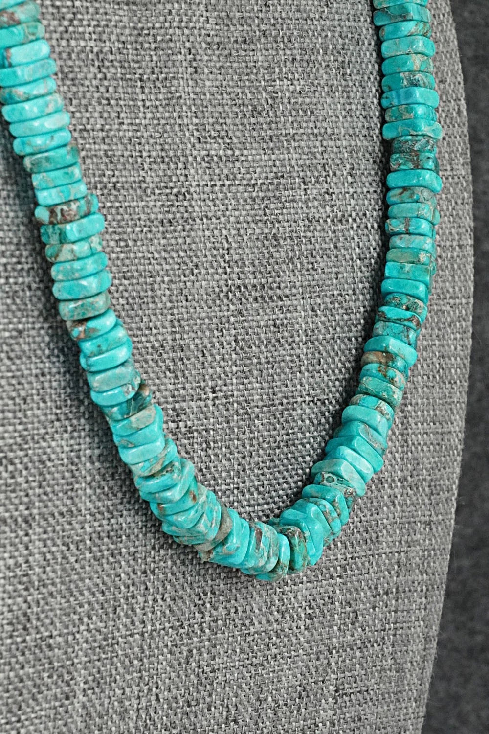 Turquoise & Sterling Silver Necklace 18" - Doreen Jake