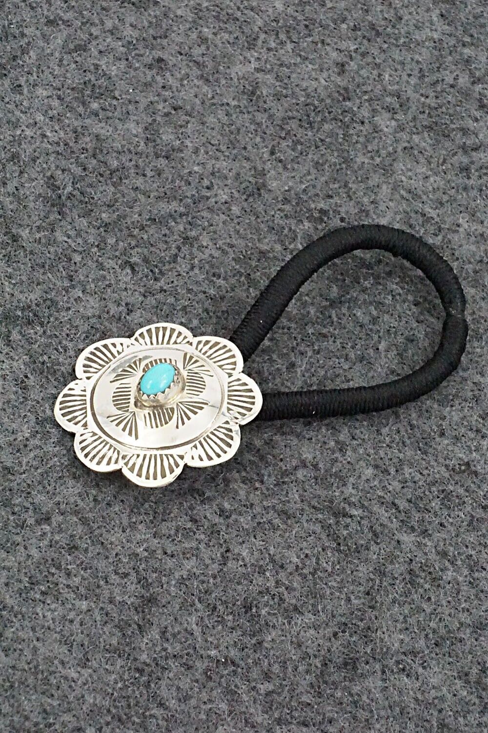 Turquoise & Sterling Silver Hair Tie - Bertha Begay