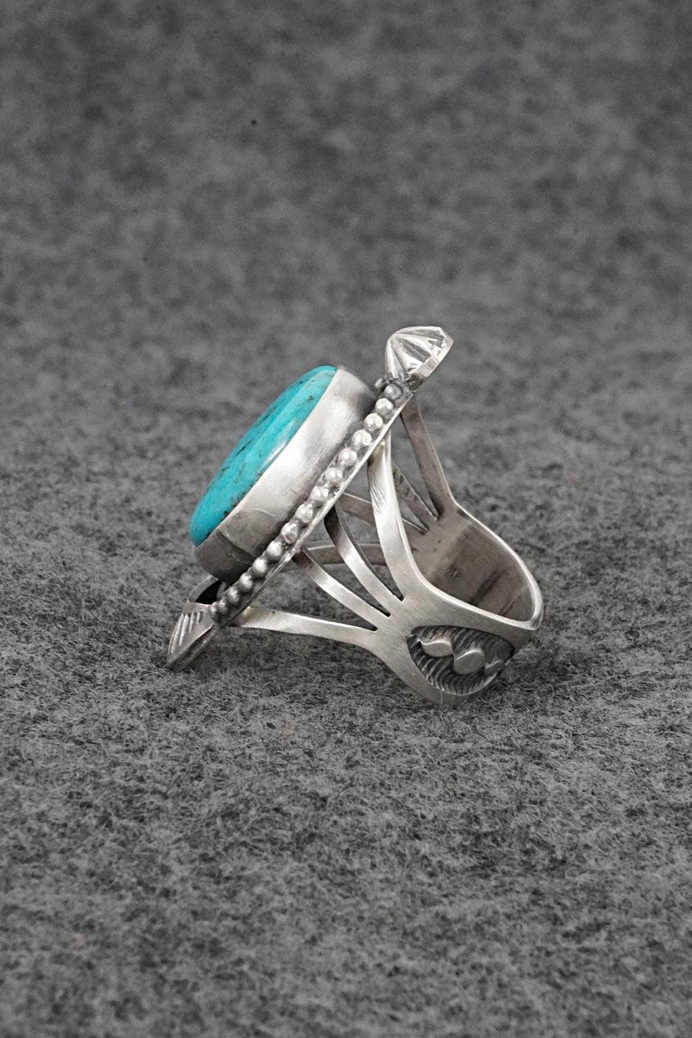 Turquoise & Sterling Silver Ring - Bobby Johnson - Size 7.5
