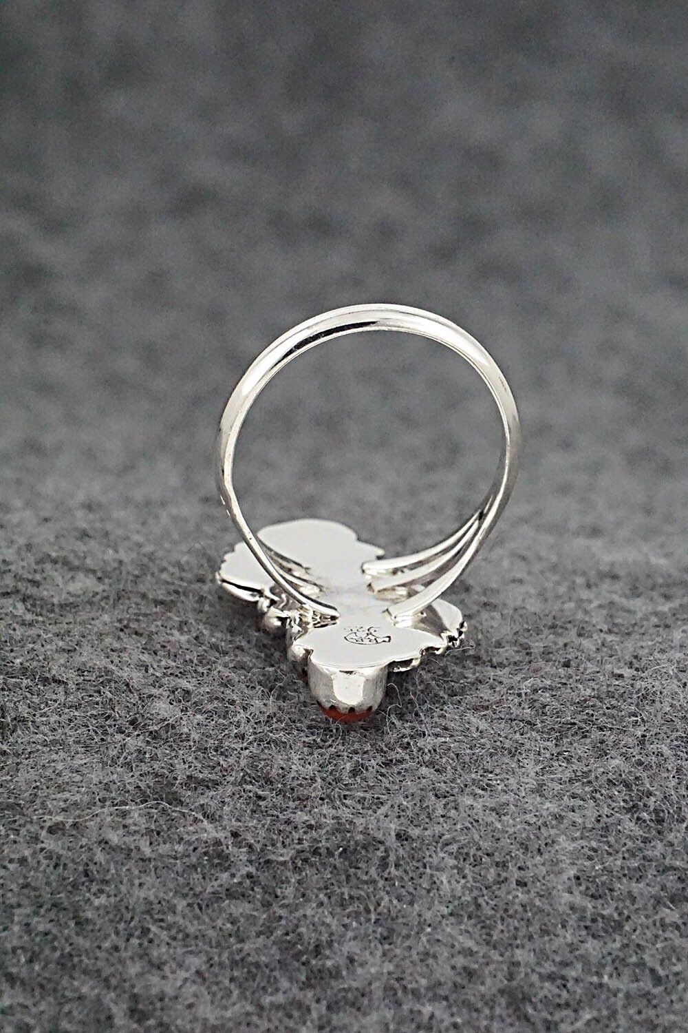 Coral & Sterling Silver Ring - Alice Rose Saunders - Size 7.5