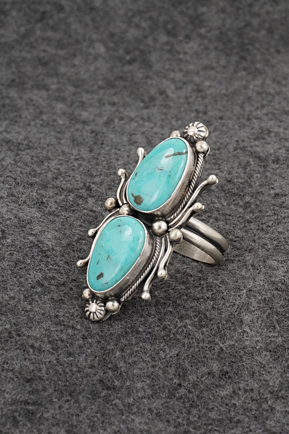 Turquoise & Sterling Silver Ring - Kathleen Livingston - Size 8 Adj.