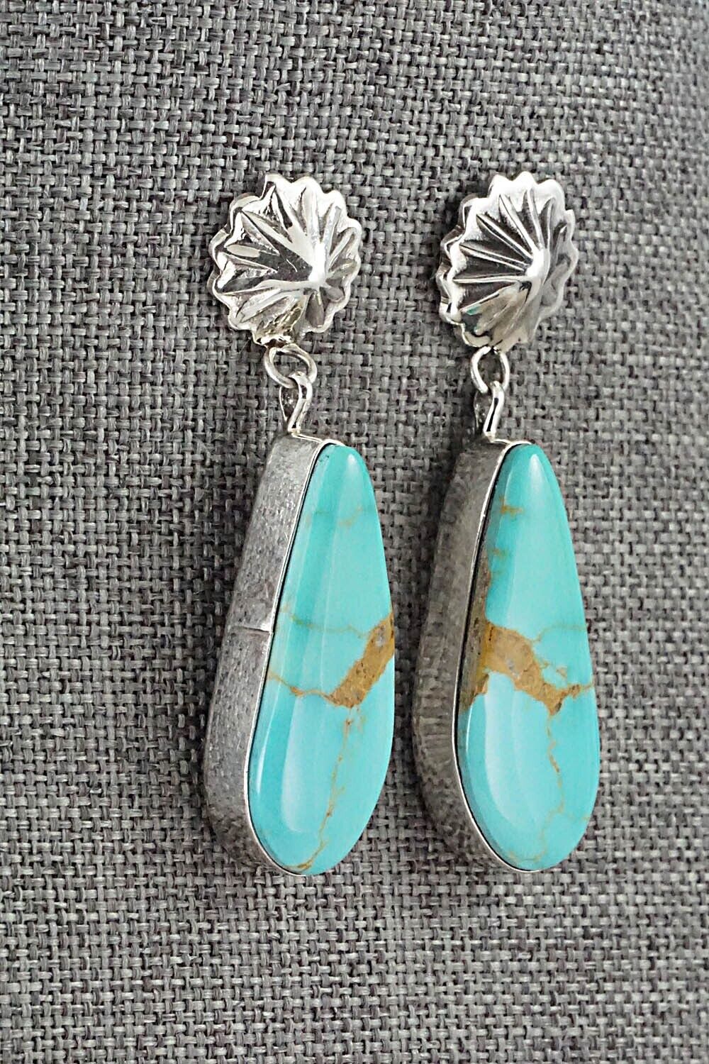 Turquoise and Sterling Silver Earrings - Juan Yellowhorse