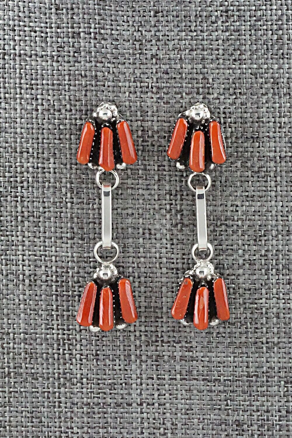 Coral & Sterling Silver Earrings - Carlene Hattie