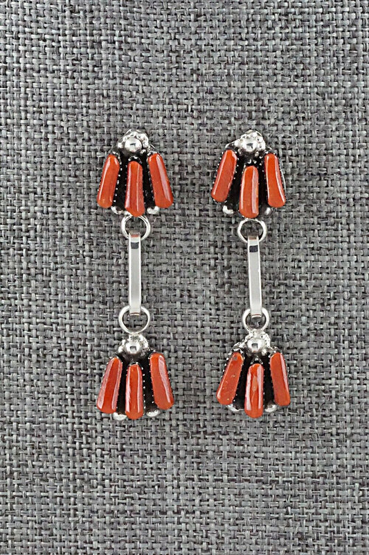 Coral & Sterling Silver Earrings - Carlene Hattie