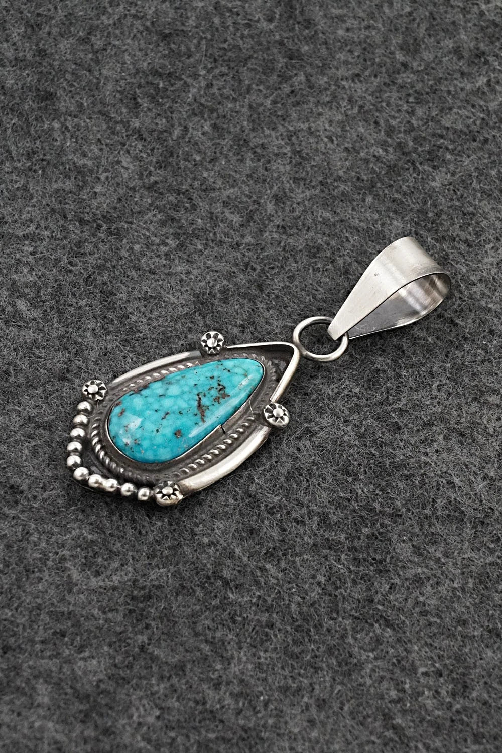 Turquoise & Sterling Silver Pendant - Leslie Nez