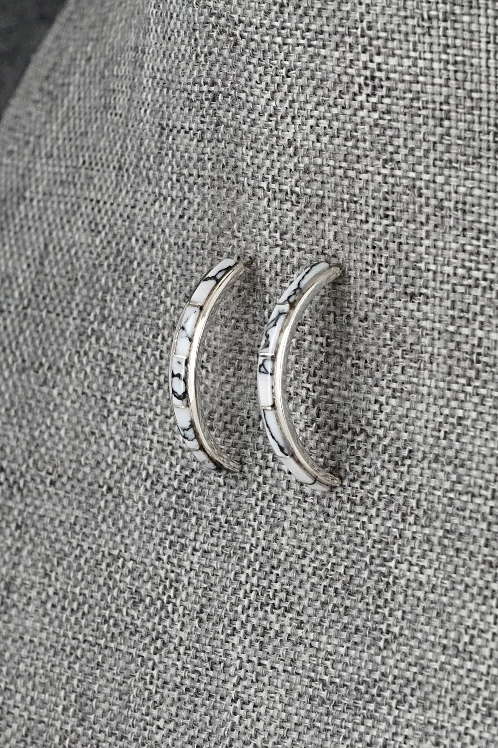 White Buffalo & Sterling Silver Earrings - Nathaniel Johnson