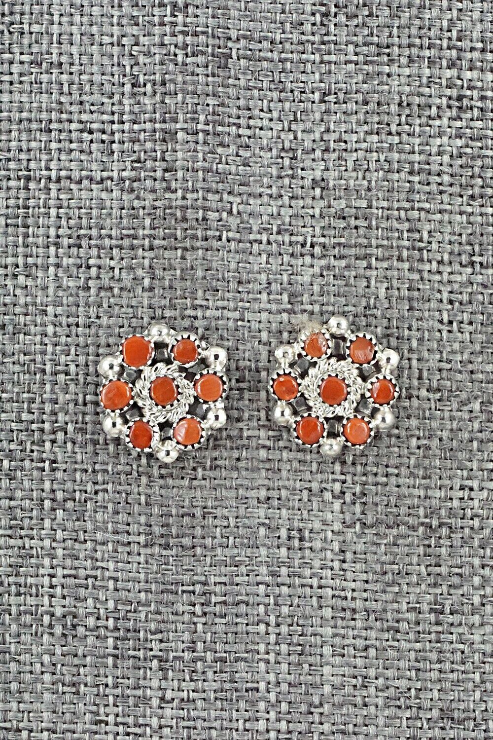 Coral & Sterling Silver Earrings - Olivia Qualo