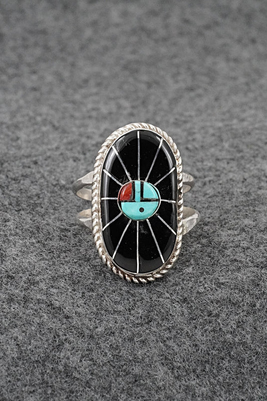 Multi-Stone & Sterling Silver Inlay Ring - Ola Eriacho - Size 10.5
