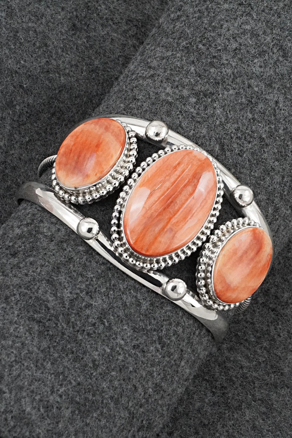 Spiny Oyster & Sterling Silver Bracelet - Kathleen Livingston