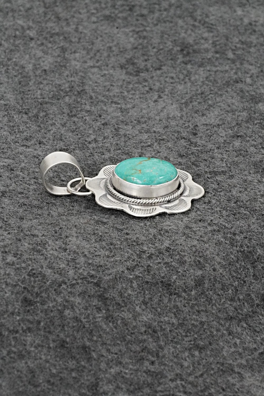 Turquoise & Sterling Silver Pendant - Cordell Platero