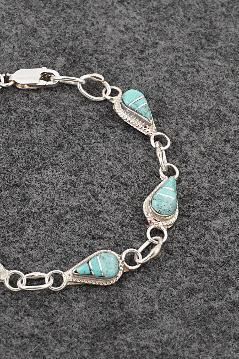 Turquoise & Sterling Silver Link Bracelet - Terrance Panteah