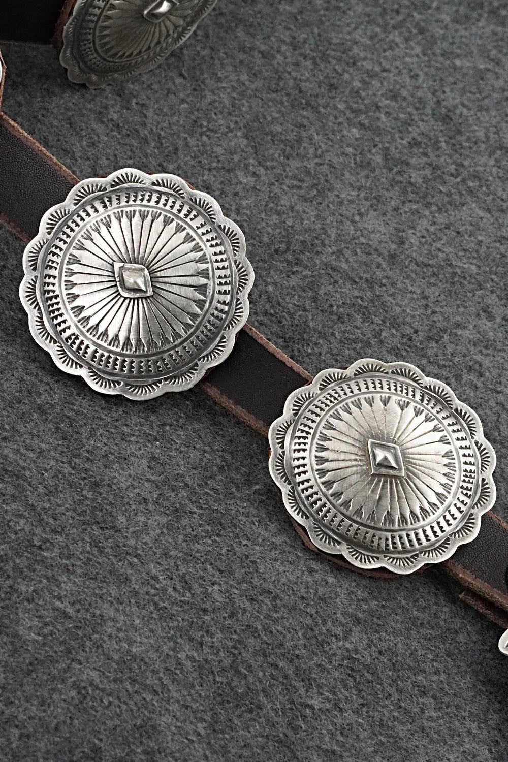 Sterling Silver & Leather Concho Belt - Dan Morgan