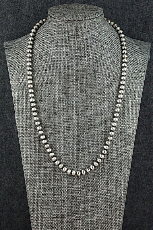 Sterling Silver Navajo Pearl Necklace 20" - Dorinda Mariano