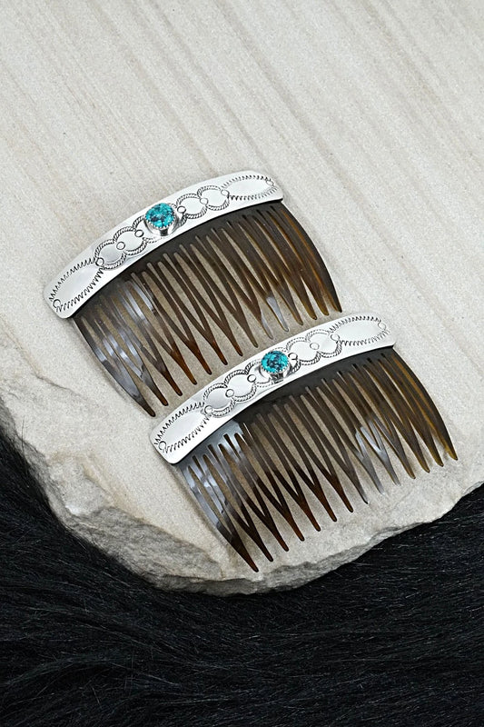 Turquoise & Sterling Silver Hair Combs - Jolene Begay
