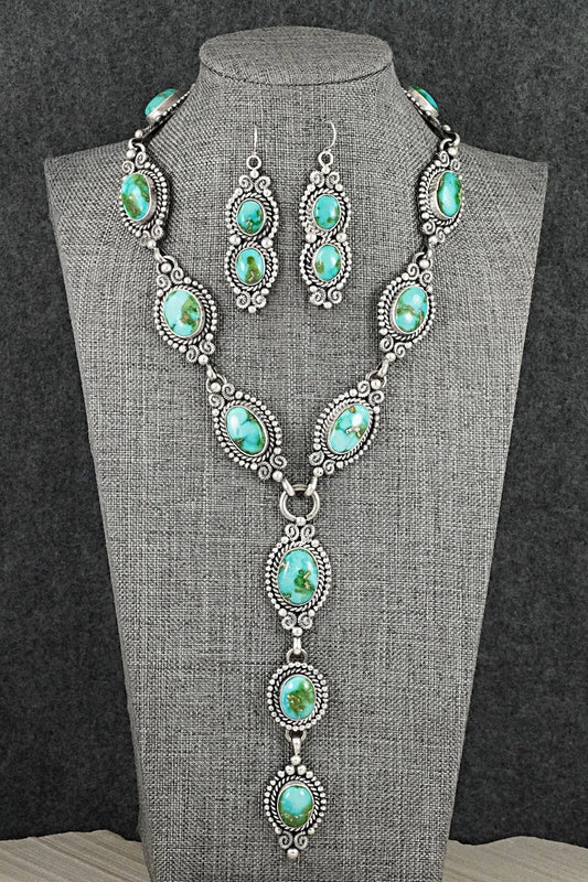 Turquoise & Sterling Silver Necklace and Earrings Set - Rosita Calladitto