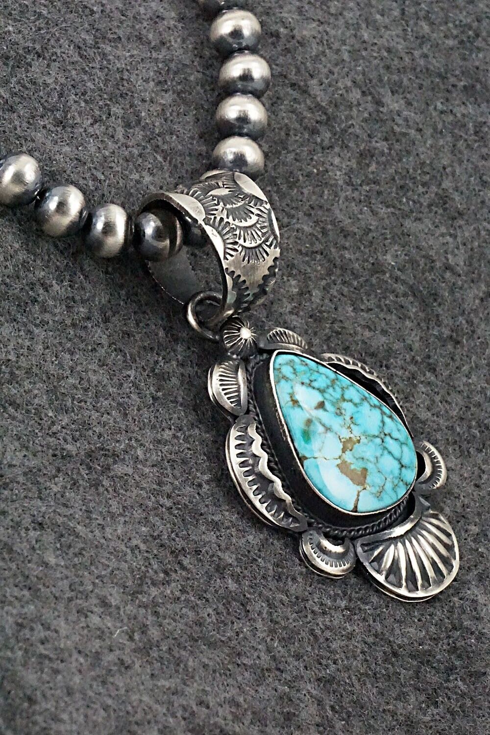 Turquoise and Sterling Silver Necklace - Gilbert Tom