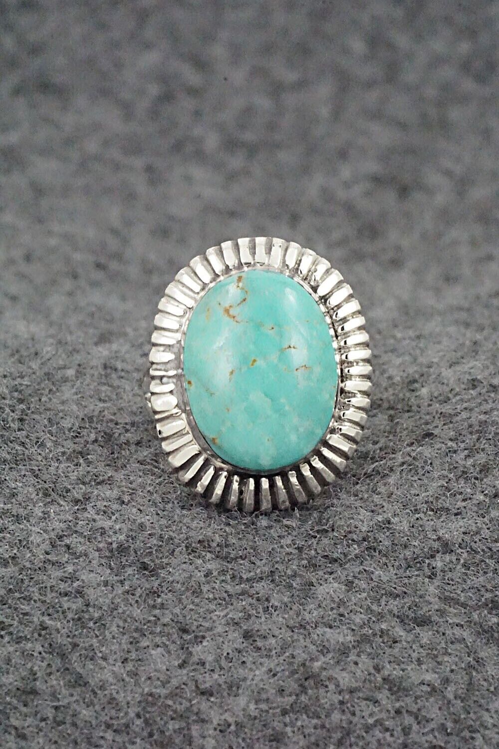 Turquoise & Sterling Silver Ring - Kenny Lonjose - Size 6.75